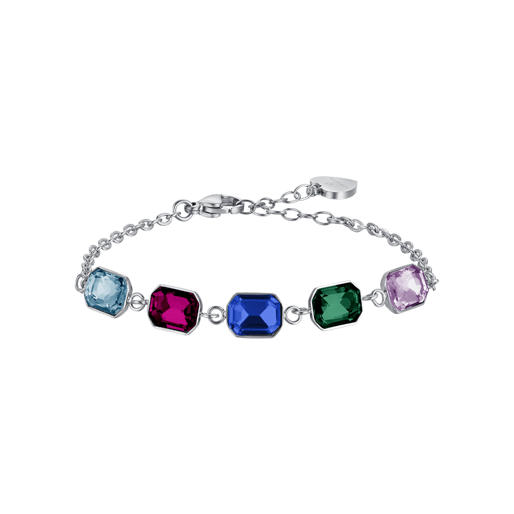 Luca Barra Bracciale Acciaio Cristalli Multicolor