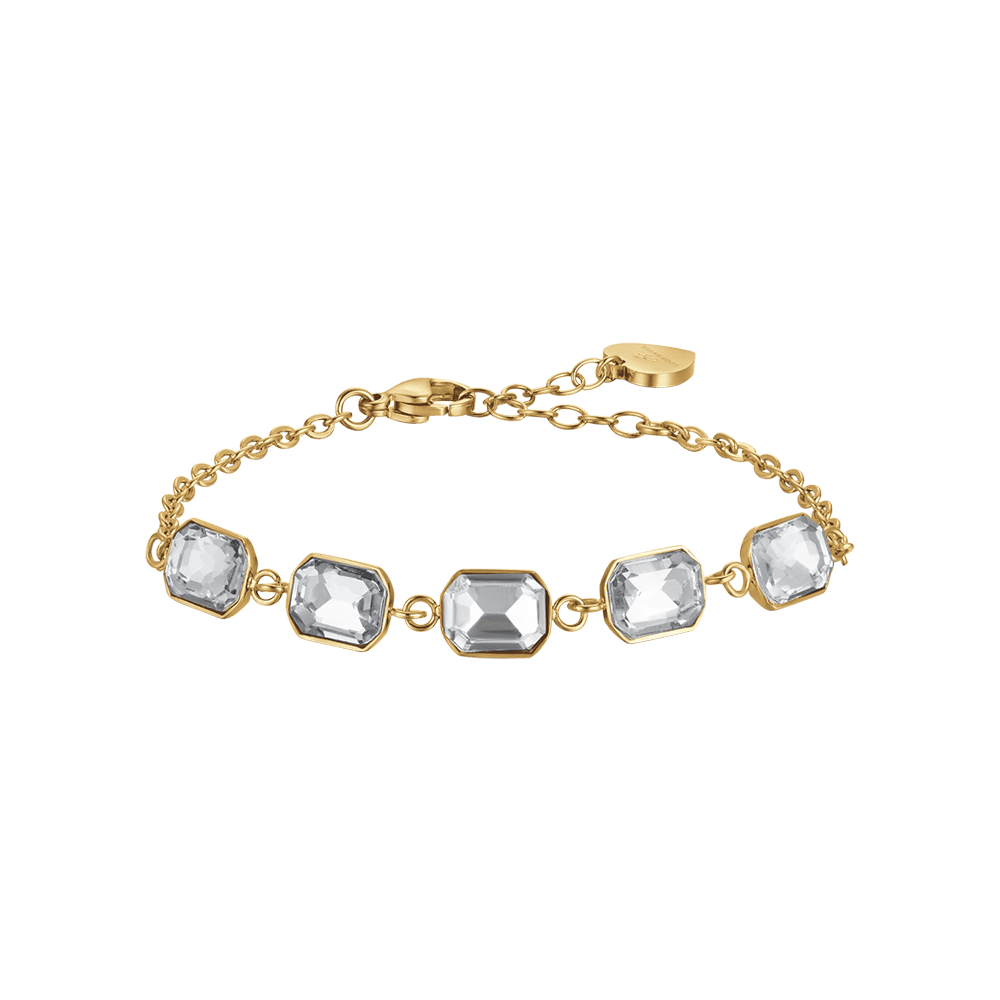 Luca Barra Bracciale Acciaio Gold Cristalli Bianchi