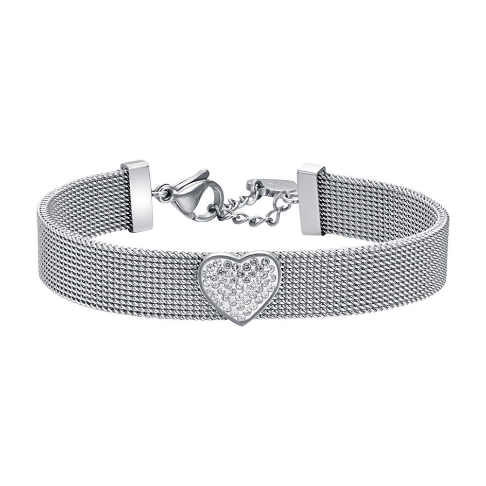 Luca Barra Bracciale Acciaio Cuore Zirconato