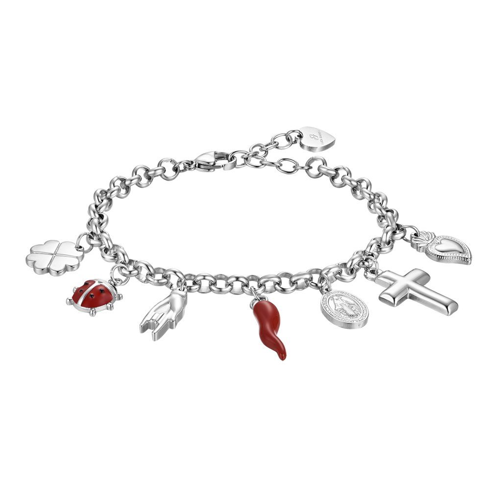 Luca Barra Bracciale Acciaio Multicharms