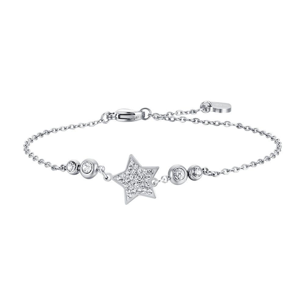 Luca Barra Bracciale Acciaio Stella e Cristalli Bianchi
