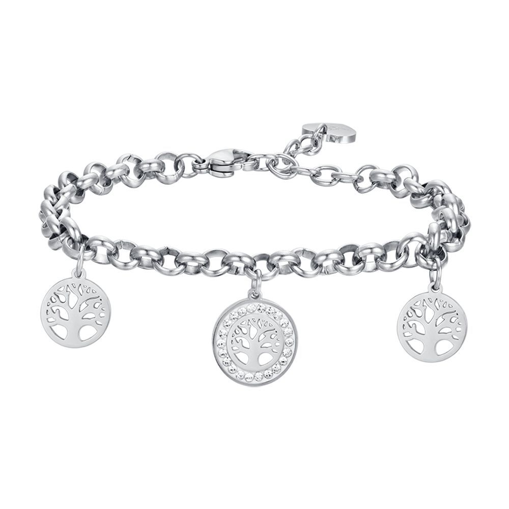 Luca Barra Bracciale Acciaio Albero Della Vita e Cristalli
