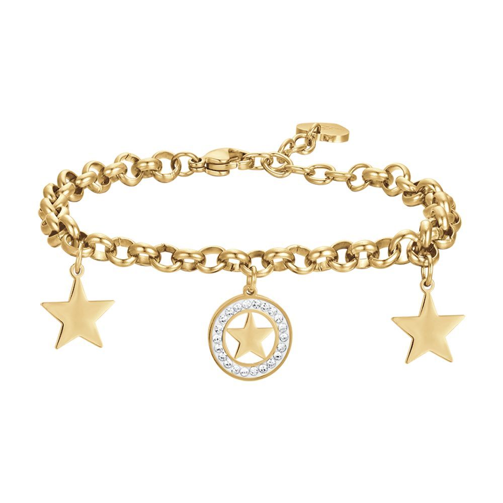 Luca Barra Bracciale Acciaio Gold Stelle e Cristalli