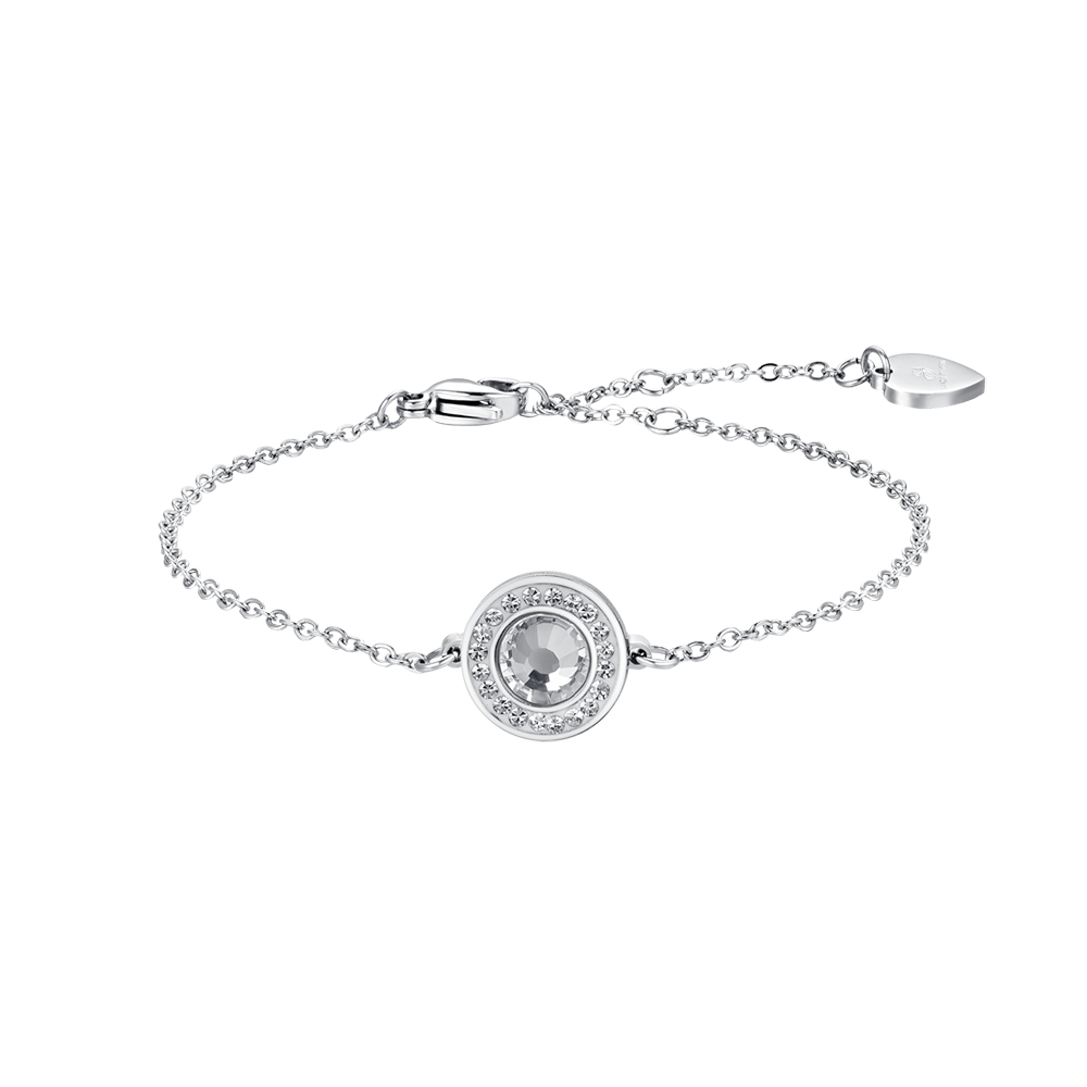 Luca Barra Bracciale Acciaio Cristallo Bianco