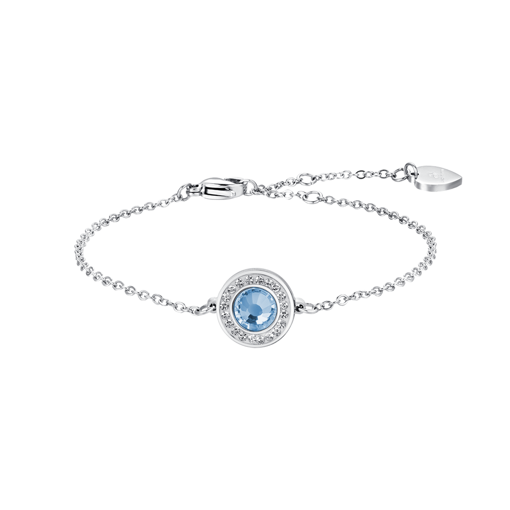 Luca Barra Bracciale Acciaio Cristallo Acquamarina
