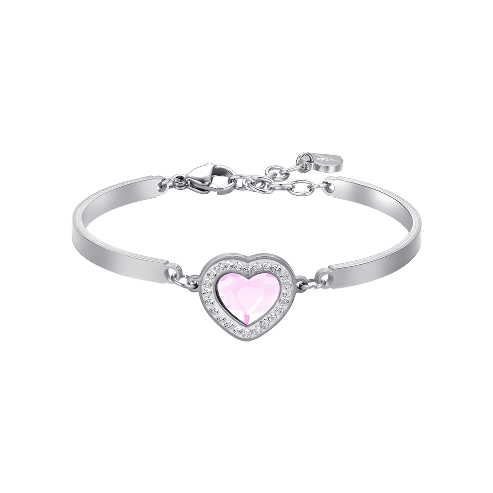 Luca Barra Bracciale Semirigido Acciaio Cuore Rosa