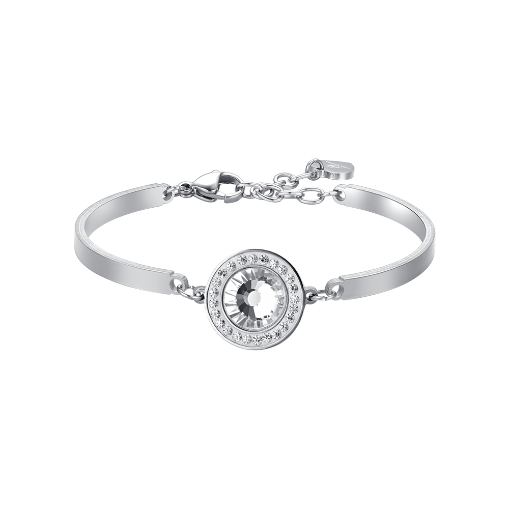 Luca Barra Bracciale Semirigido Acciaio Cristallo Bianco