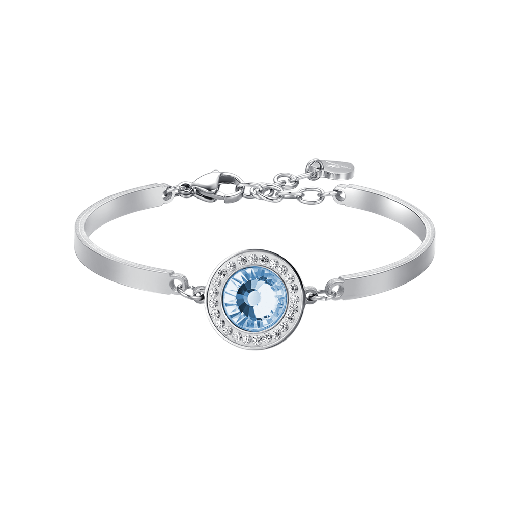 Luca Barra Bracciale Semirigido Acciaio Cristallo Acquamarina