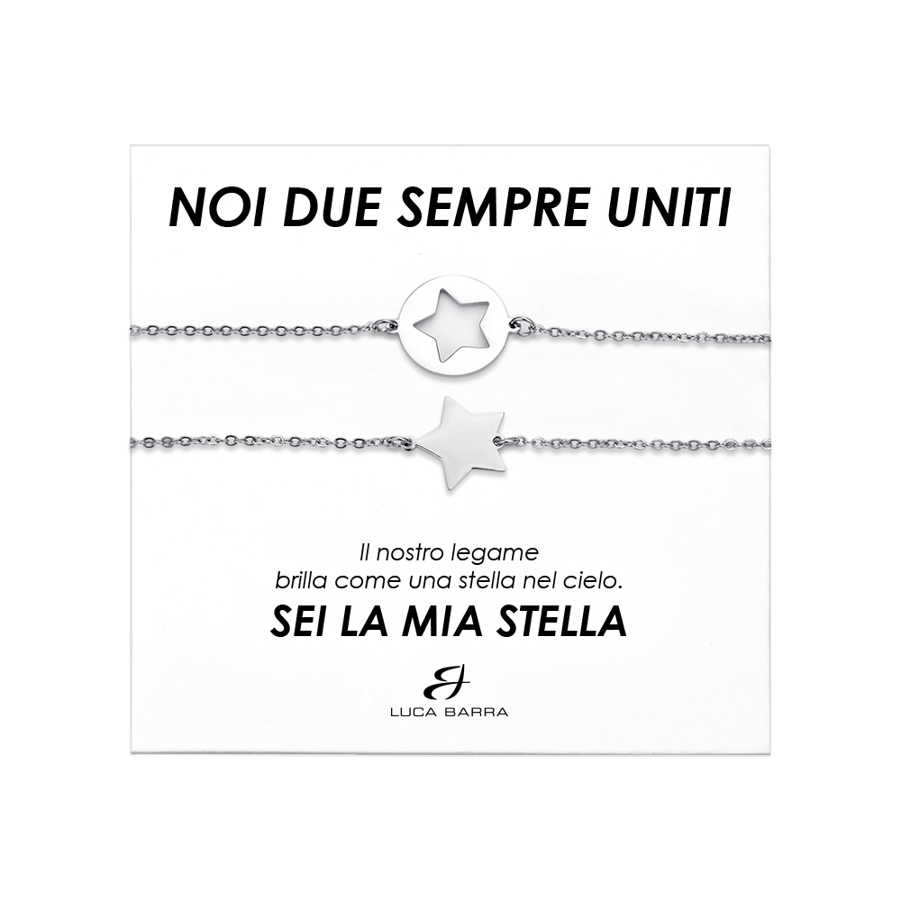 Luca Barra 2 Bracciali Acciaio Con Stelle