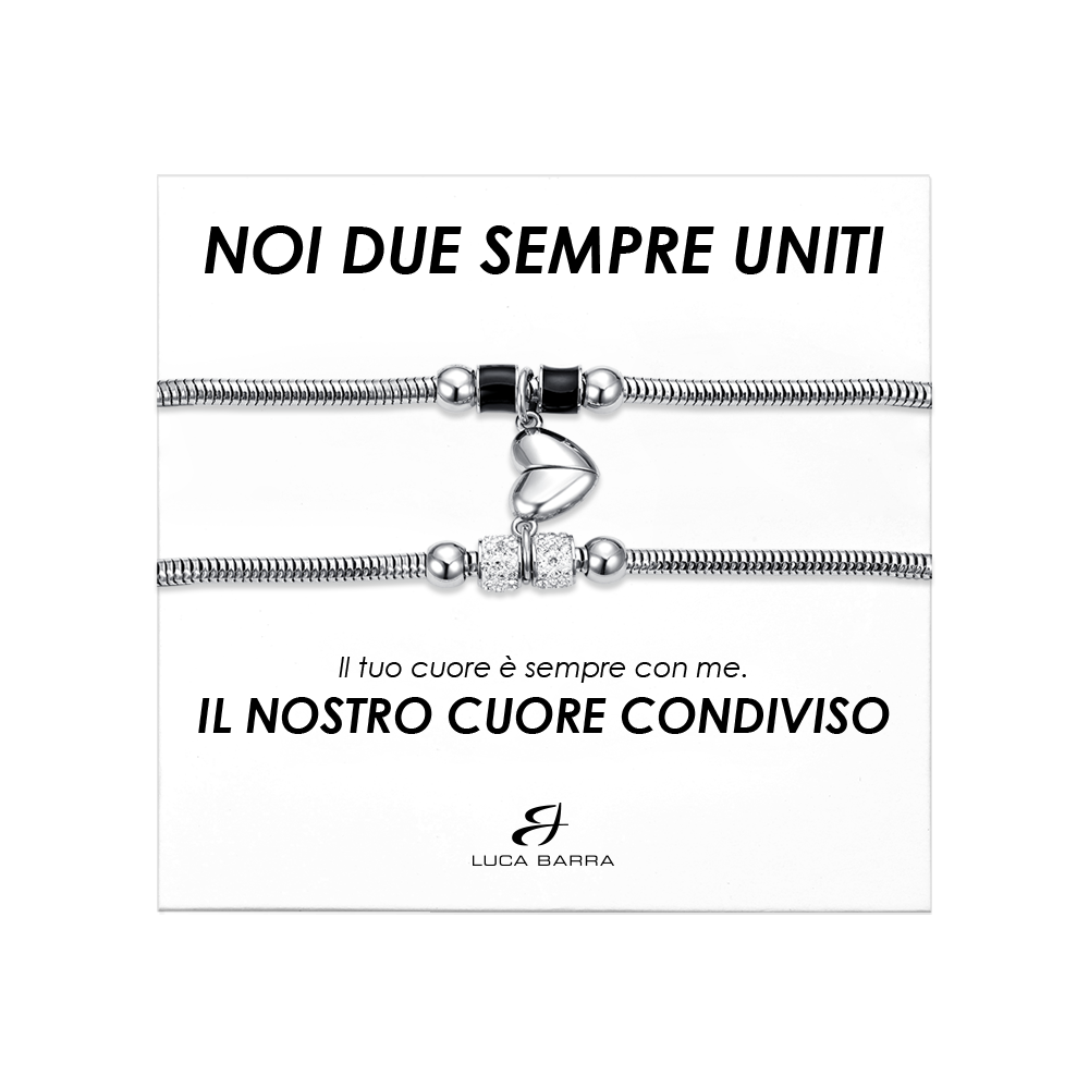 Luca Barra 2 Bracciali Acciaio Con Cuori Calamitati