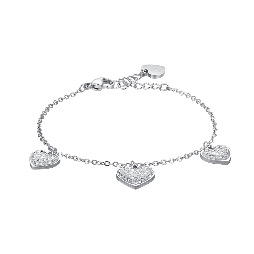 Luca Barra Bracciale Acciaio Cuori Zirconati