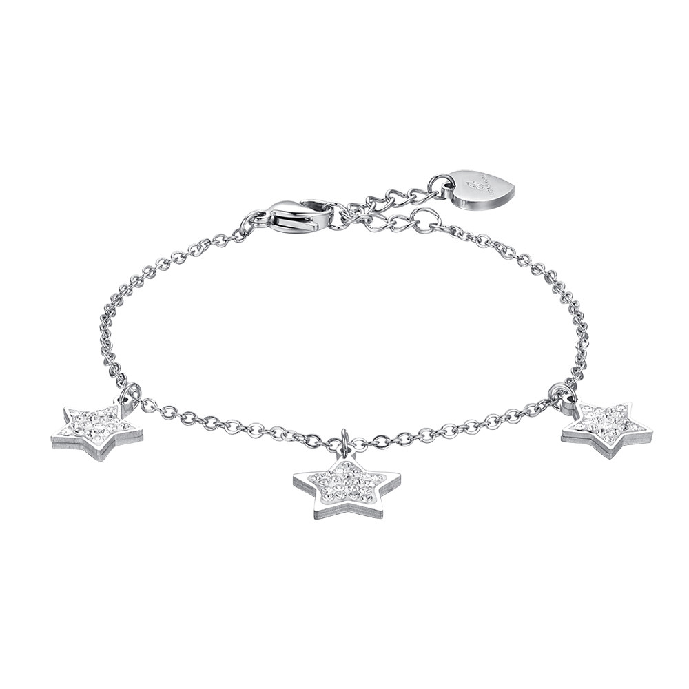 Luca Barra Bracciale Acciaio Stelle Zirconate