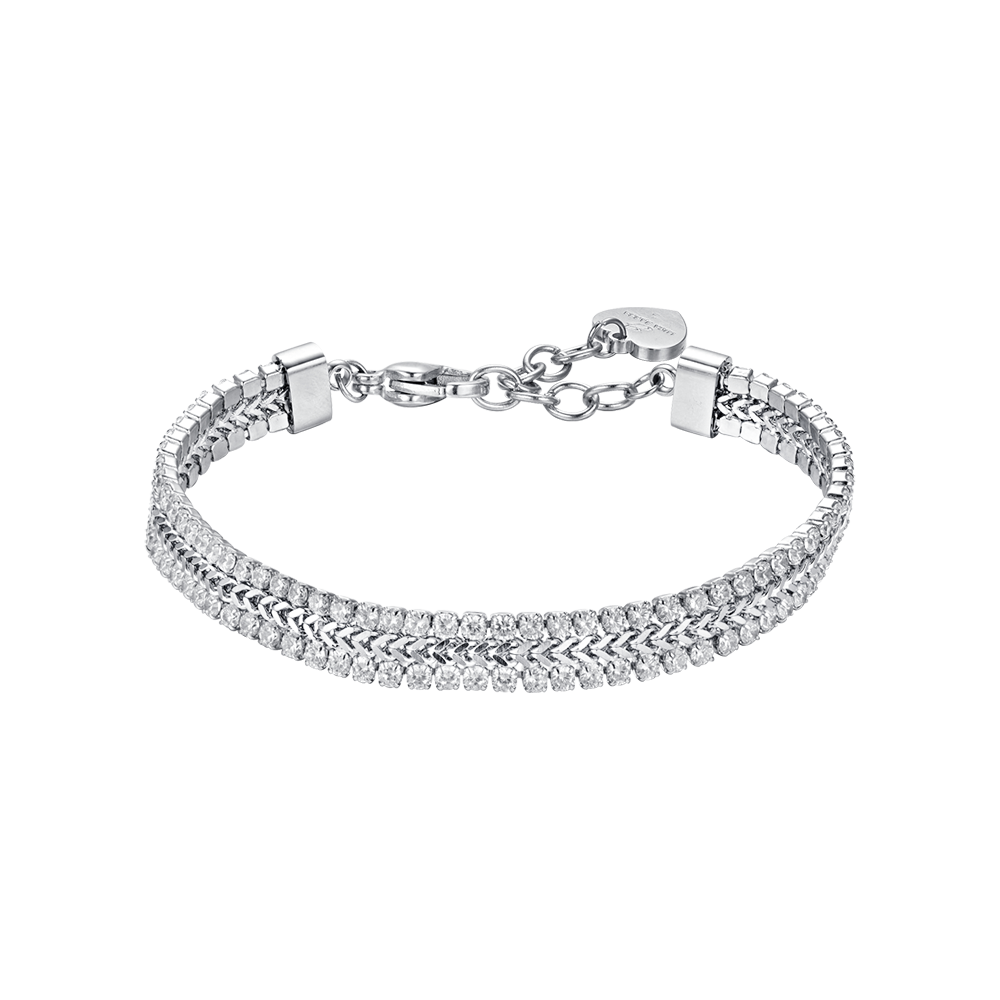 Luca Barra Bracciale Acciaio Cristalli Bianchi
