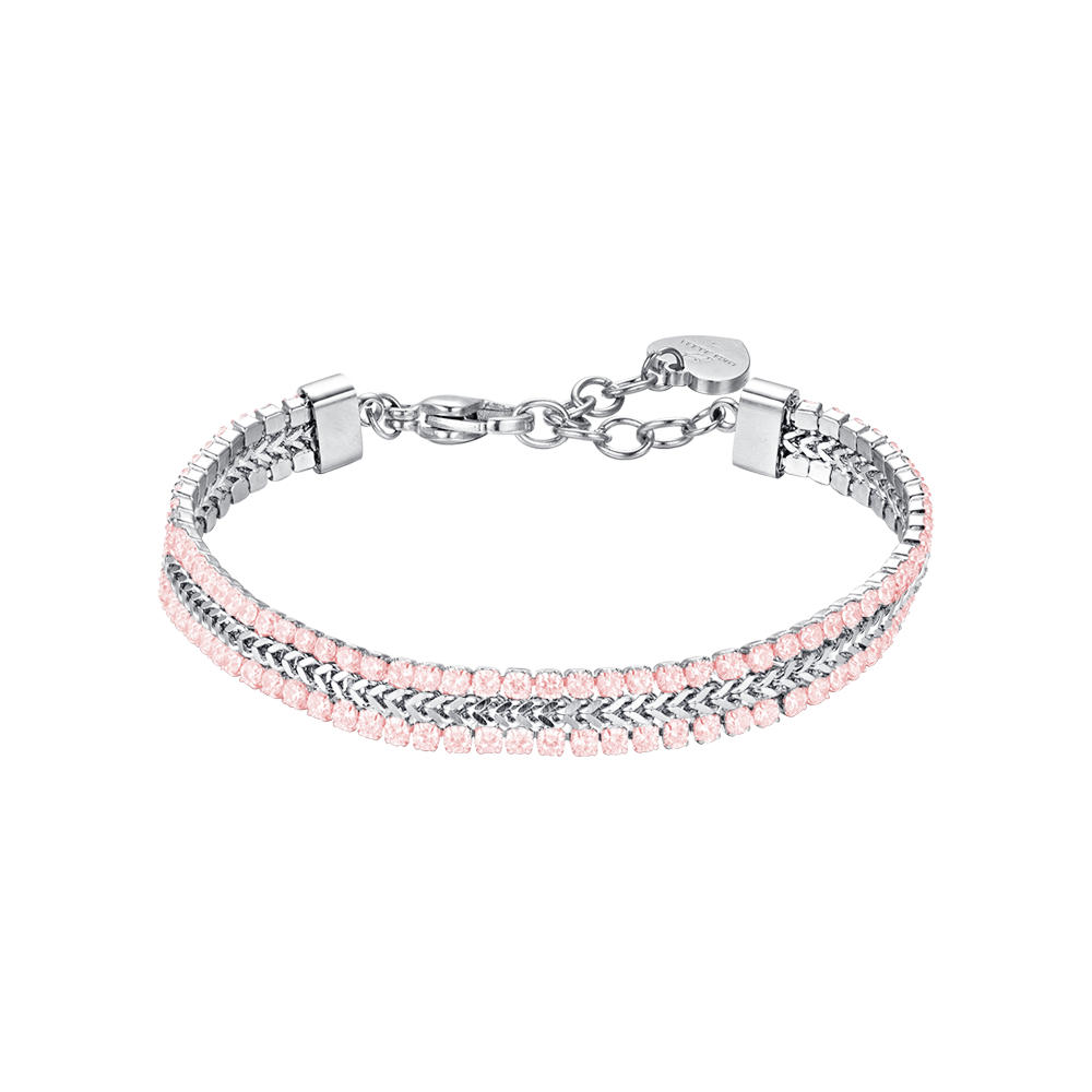 Luca Barra Bracciale Acciaio Cristalli Rosa