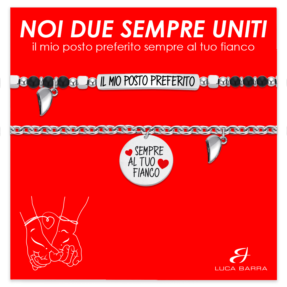 Luca Barra 2 Bracciali Lui-Lei Acciaio Cuore Calamitato