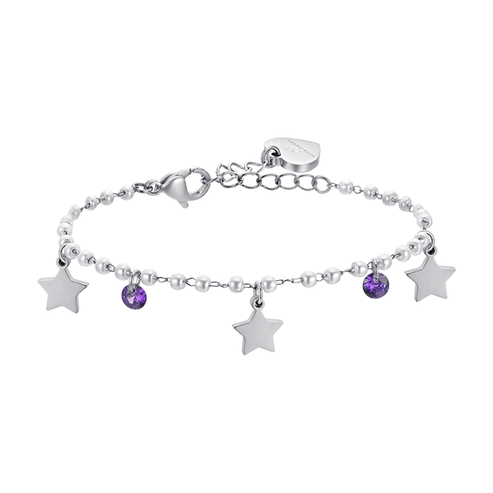 Luca Barra Bracciale Acciaio Perle Stelle e Cristalli