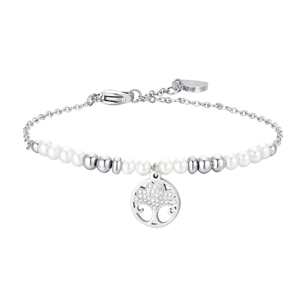 Luca Barra Bracciale Acciaio Perle e Albero Della Vita