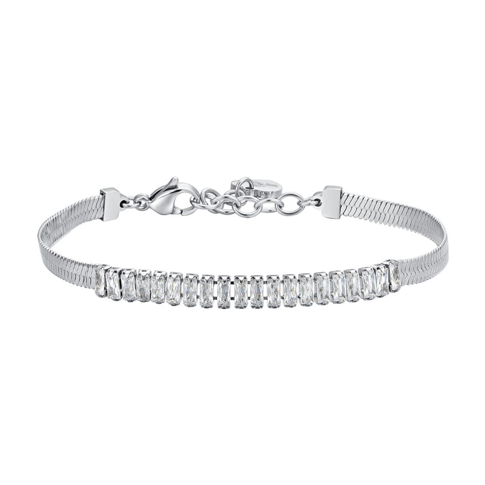 Luca Barra Bracciale Acciaio Zirconi Bianchi