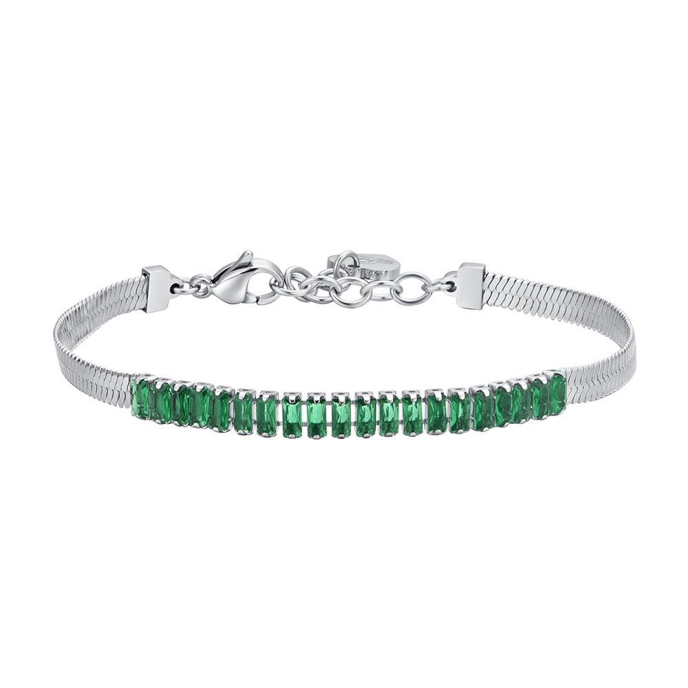 Luca Barra Bracciale Acciaio Zirconi Verdi