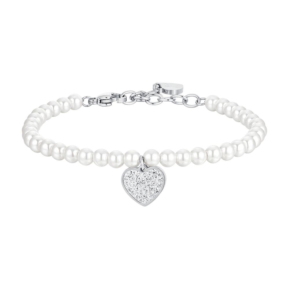 Luca Barra Bracciale Acciaio Perle e Cuore