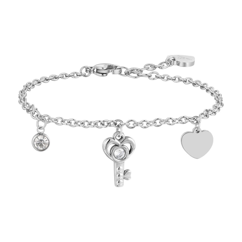 Luca Barra Bracciale Acciaio Cuore e Chiave
