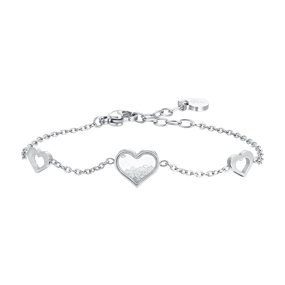  Luca Barra Bracciale Acciaio Cuori e Zirconi