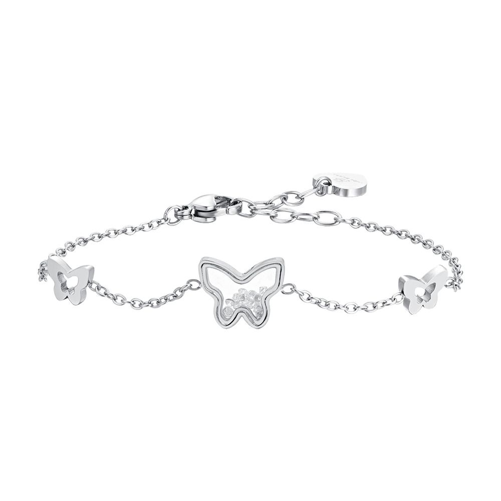  Luca Barra Bracciale Acciaio Farfalle e Zirconi