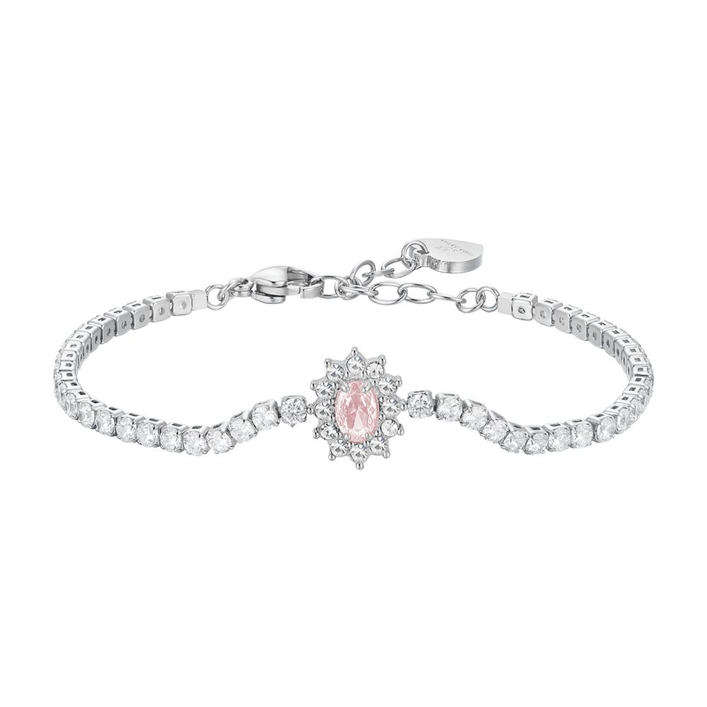  Luca Barra Tennis Acciaio Cristalli e Zircone Rosa