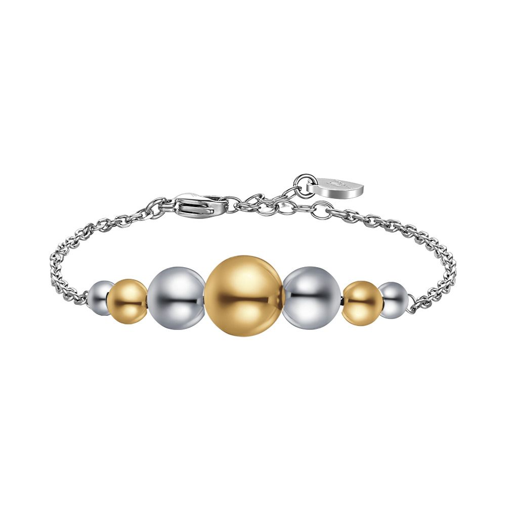 Luca Barra Bracciale Sfere Acciaio e Gold 