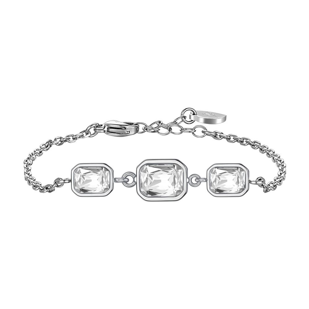 Luca Barra Bracciale Acciaio Cristalli Bianchi