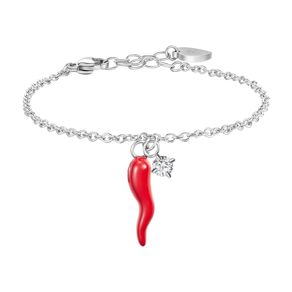 Luca Barra Bracciale Acciaio Cornetto e Cristallo