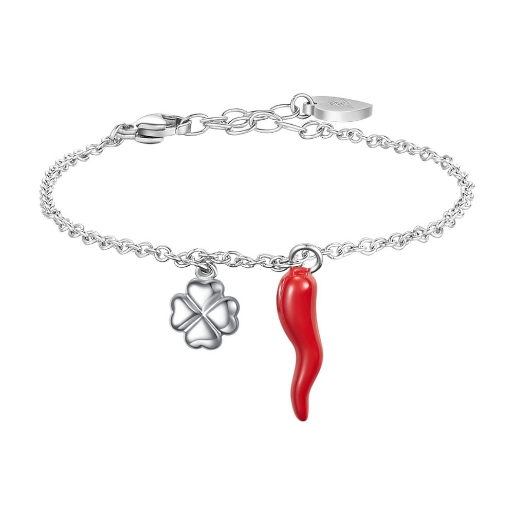 Luca Barra Bracciale Acciaio Cornetto e Quadrifoglio
