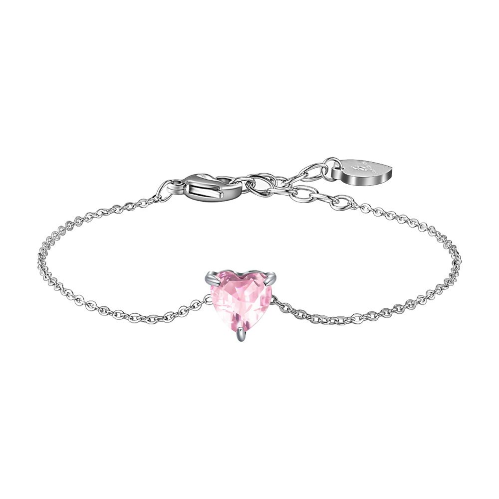 Luca Barra Bracciale Acciaio Cristallo Cuore Rosa