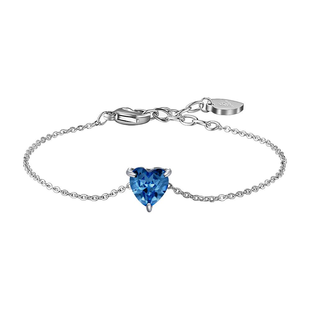 Luca Barra Bracciale Acciaio Cristallo Cuore Blu