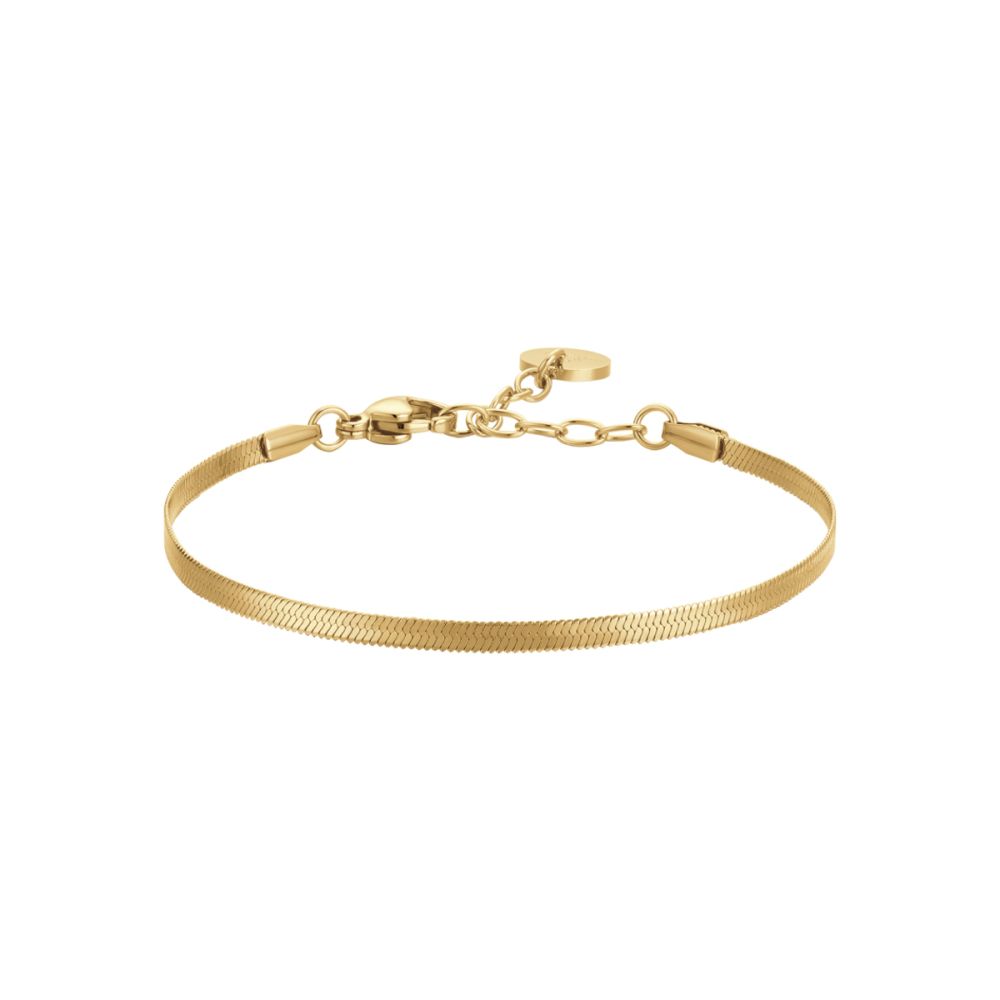 Luca Barra Bracciale Acciaio Gold Maglia Sottile 7 mm