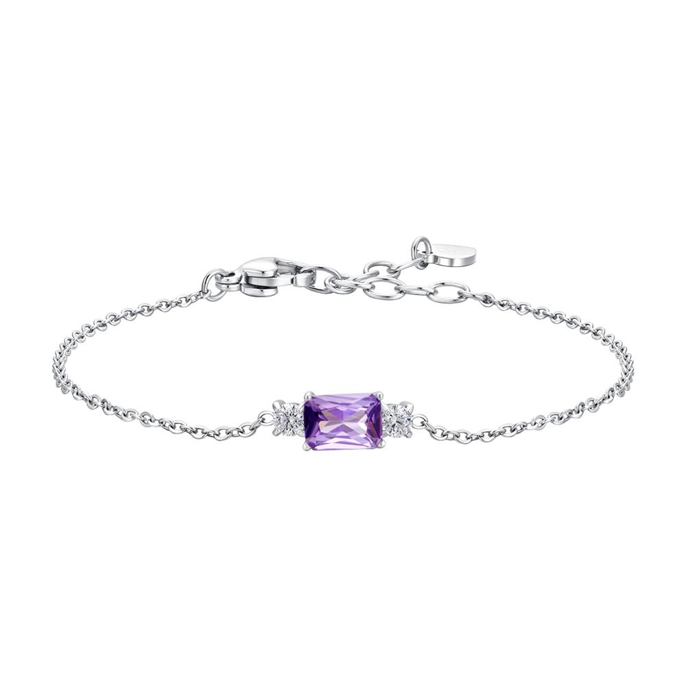 Luca Barra Bracciale Acciaio Zirconi Viola e Bianchi