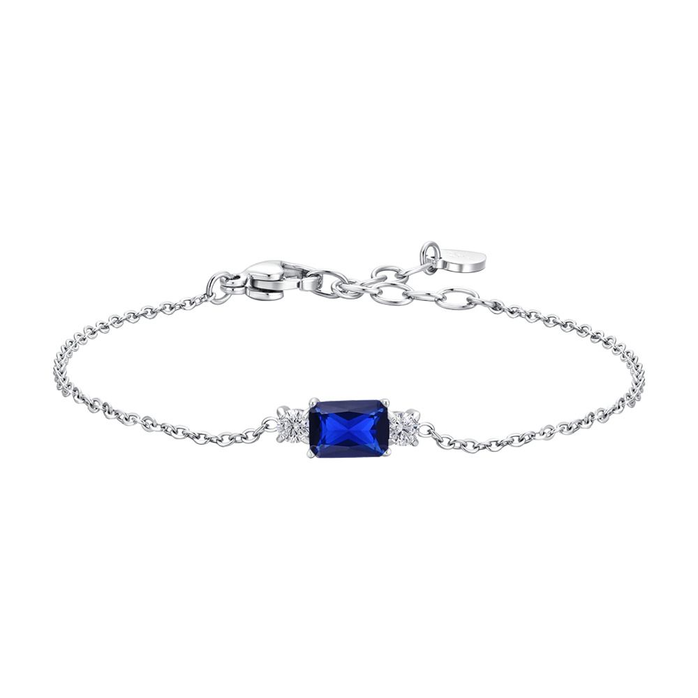 Luca Barra Bracciale Acciaio Zirconi Blu e Bianchi