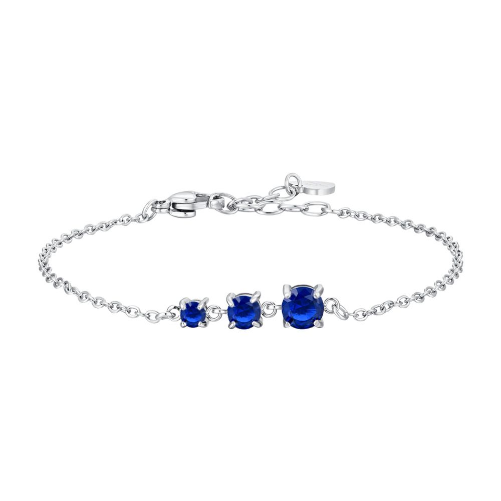 Luca Barra Bracciale Acciaio 3 Zirconi Blu