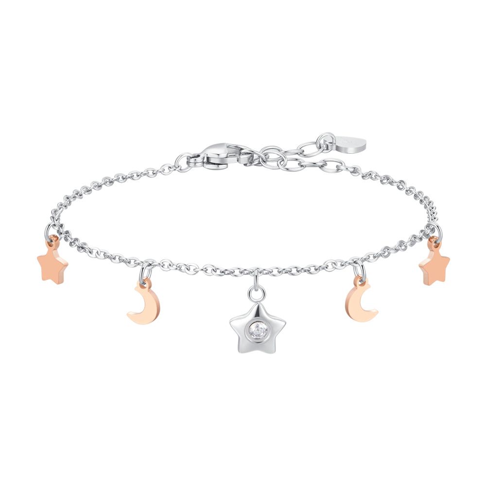 Luca Barra Bracciale Acciaio Stelle e Lune Rosè