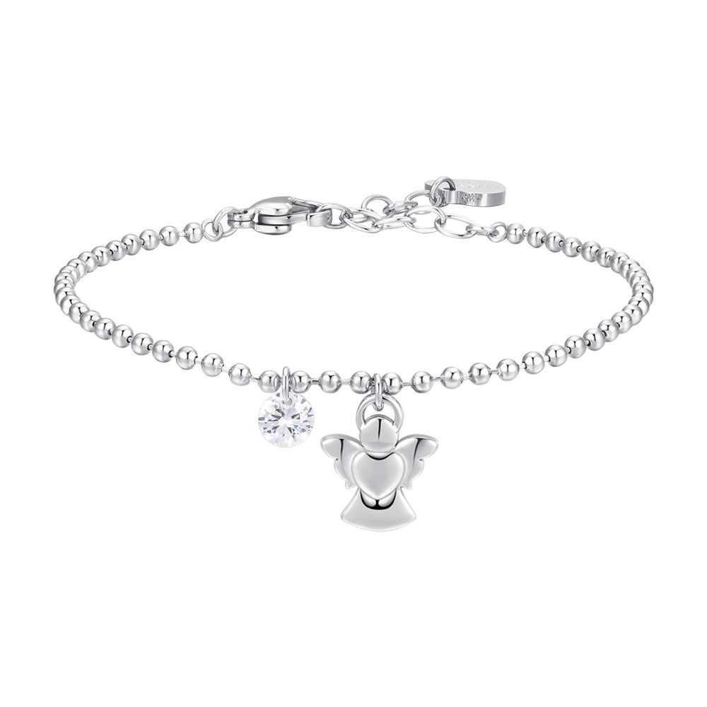 Luca Barra Bracciale Acciaio Angelo e Zircone