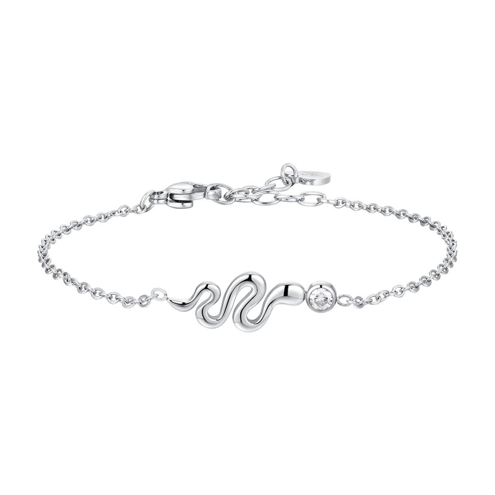 Luca Barra Bracciale Acciaio Serpente e Cristallo
