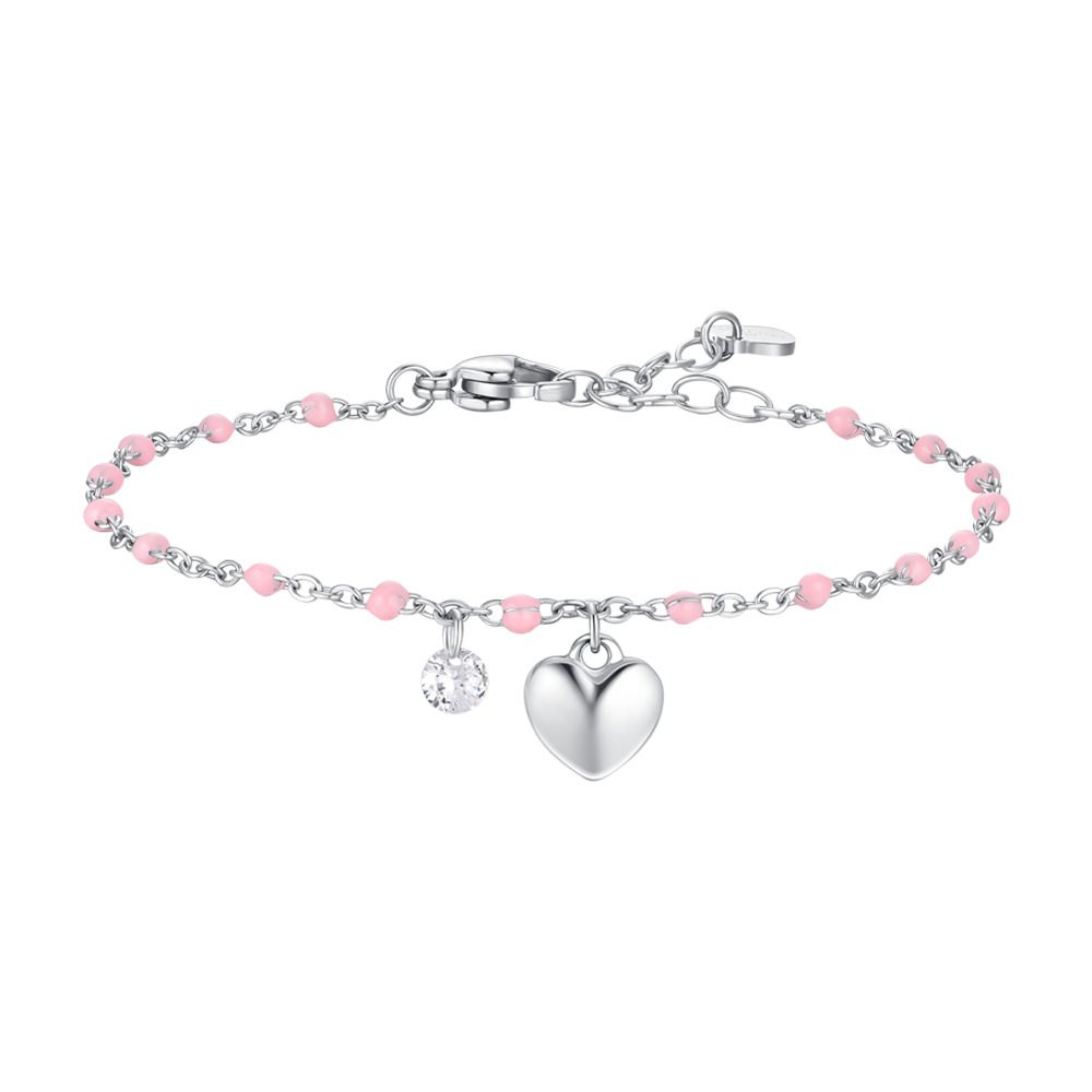 Luca Barra Bracciale Acciaio Cuore e Cristallo