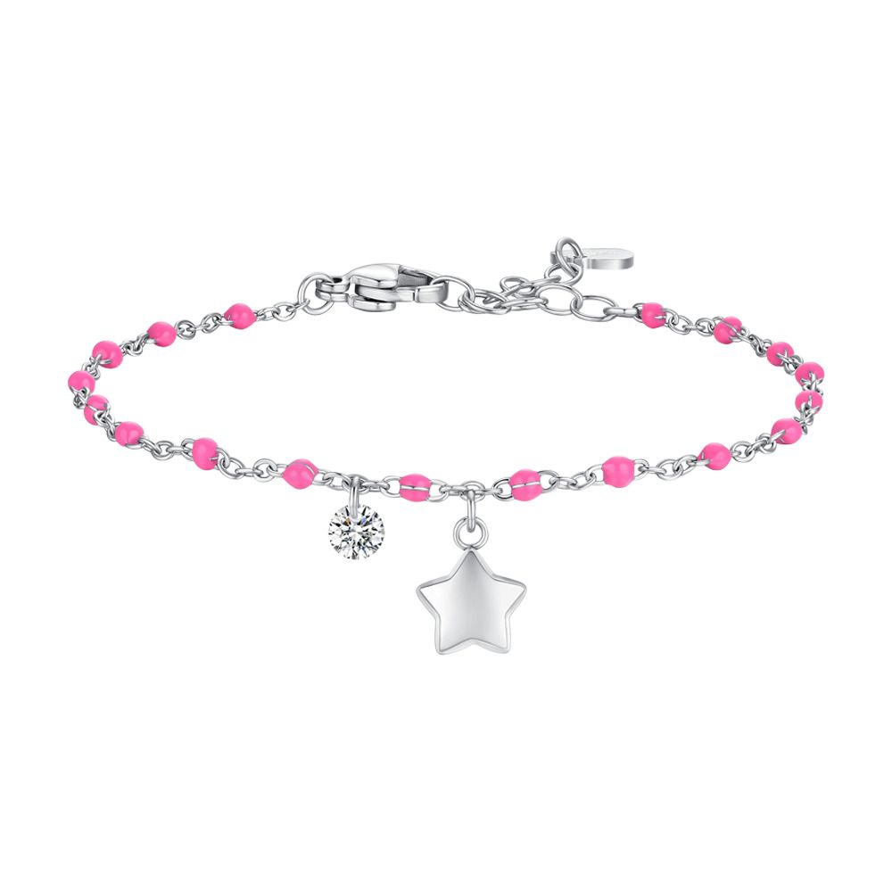Luca Barra Bracciale Acciaio Stella e Cristallo