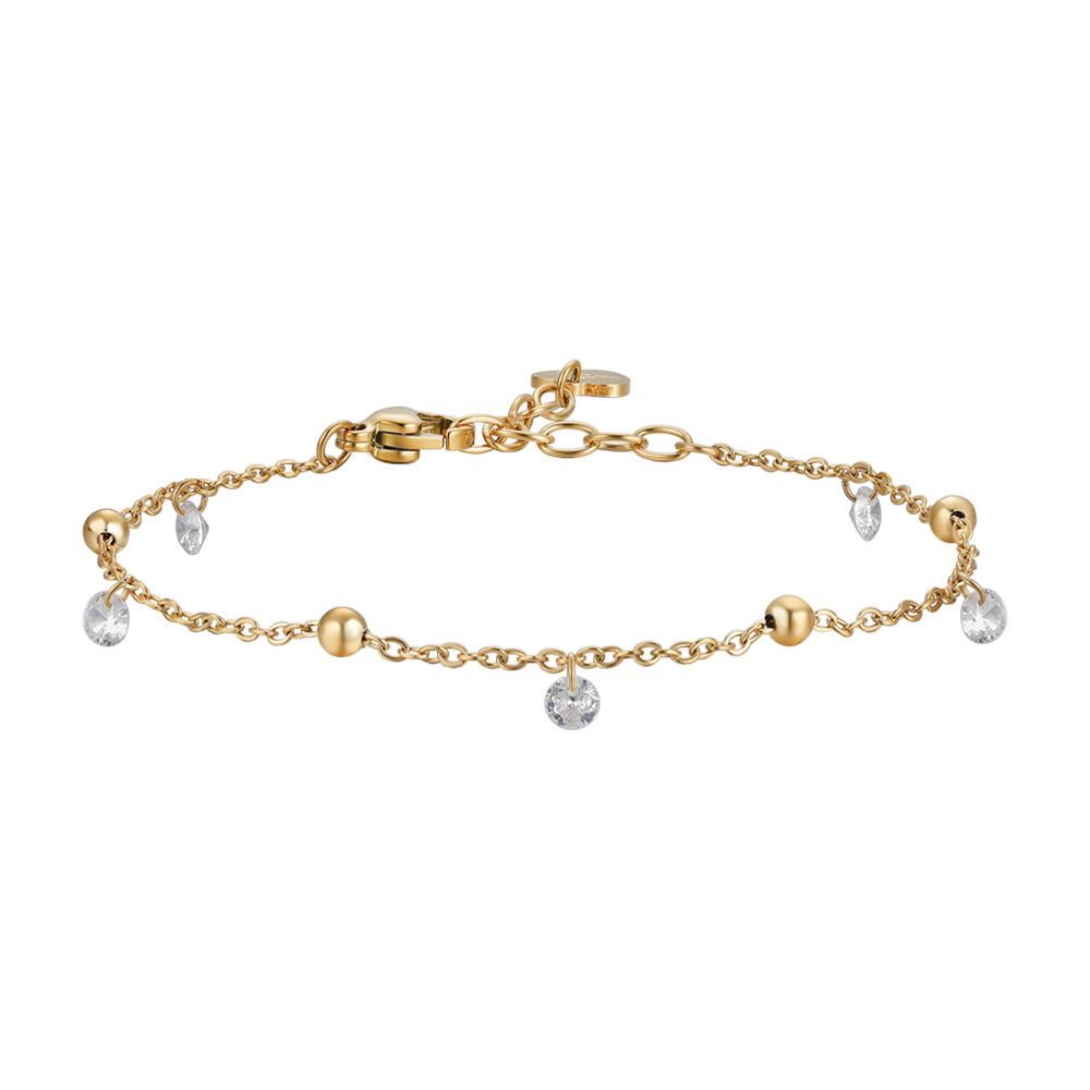 Luca Barra Bracciale Acciaio Gold Sfere e Cristalli