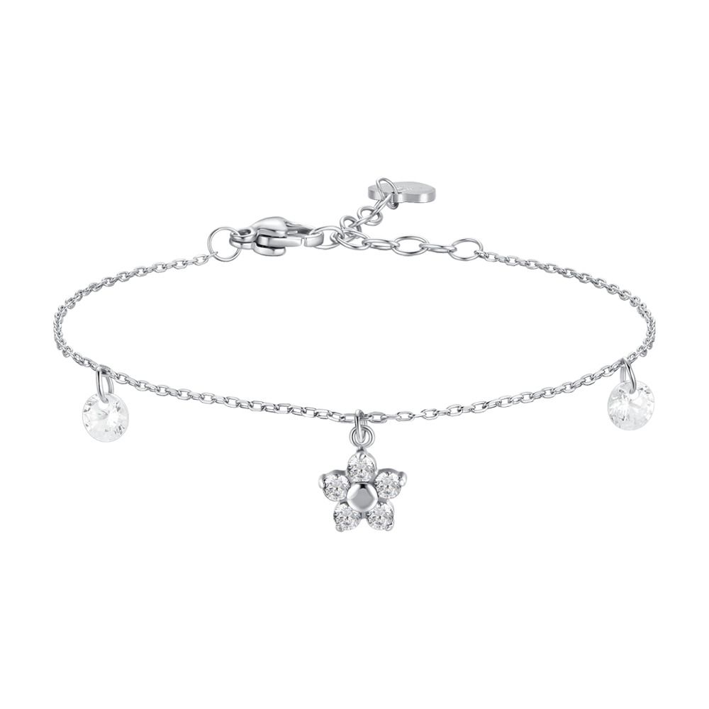 Luca Barra Bracciale Acciaio Fiore Zirconi Bianchi