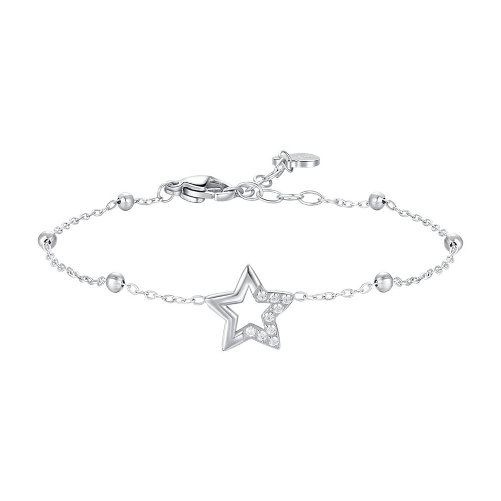 Luca Barra Bracciale Acciaio Stella e Cristalli