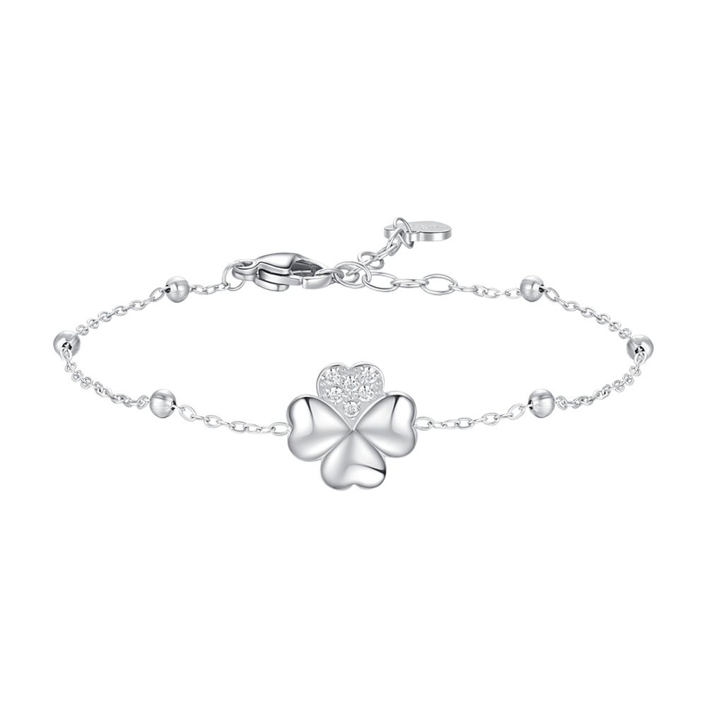 Luca Barra Bracciale Acciaio Quadrifoglio e Cristalli