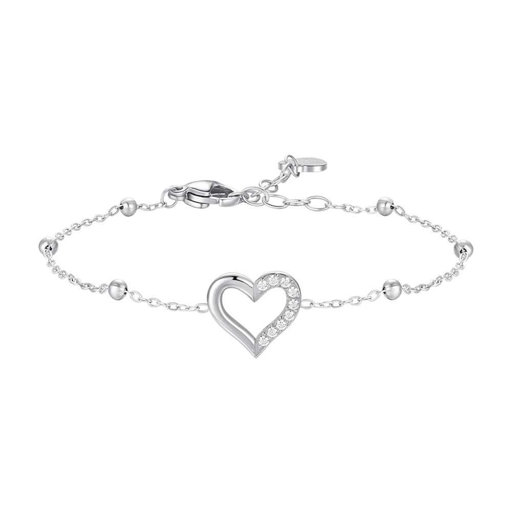 Luca Barra Bracciale Acciaio Cuore e Cristalli