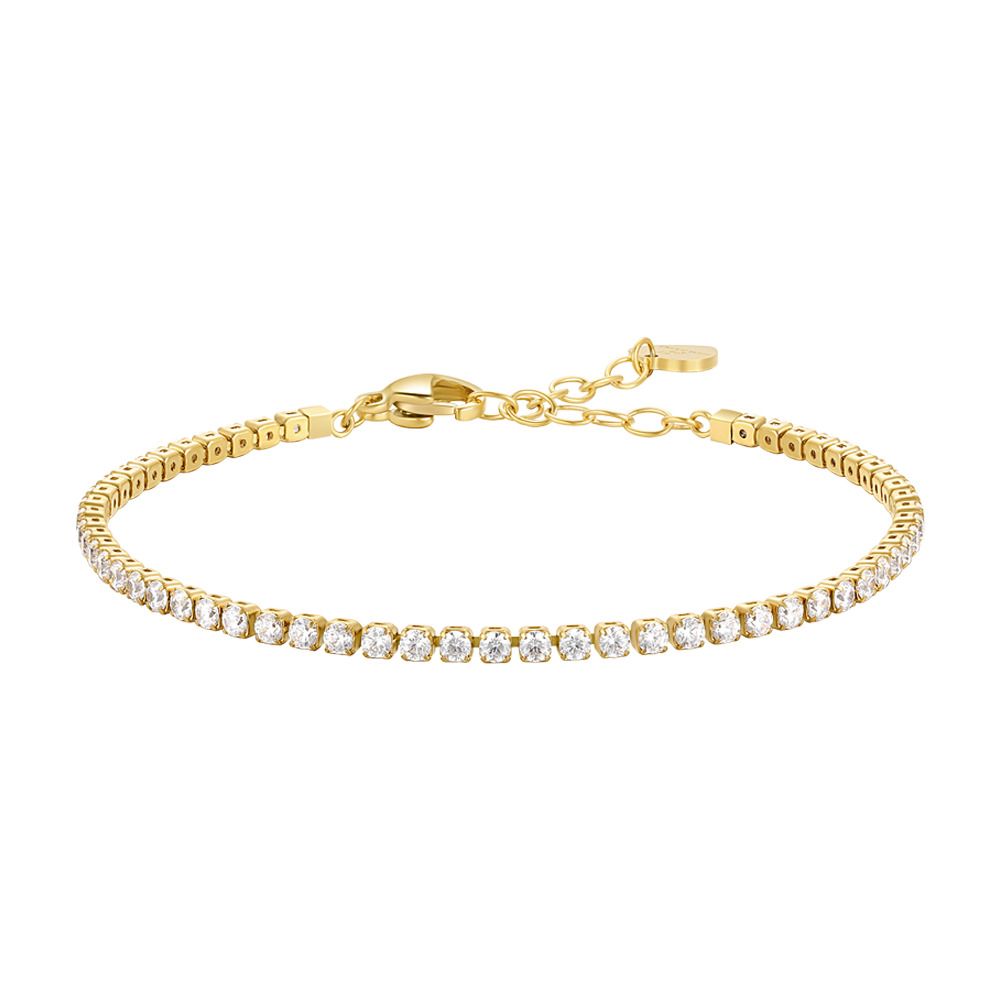 Luca Barra Tennis Acciaio Gold Zirconi Bianchi 2 mm