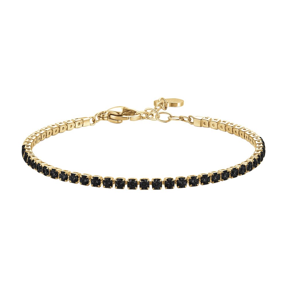 Luca Barra Tennis Acciaio Gold Zirconi Neri 2 mm